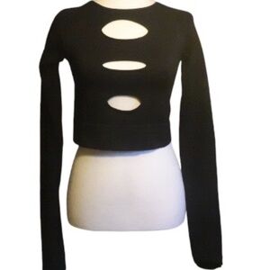 Black long-sleeved crop top Fashionova Large